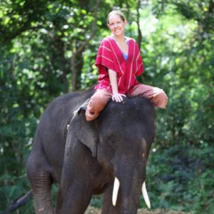 Lori on an elephant